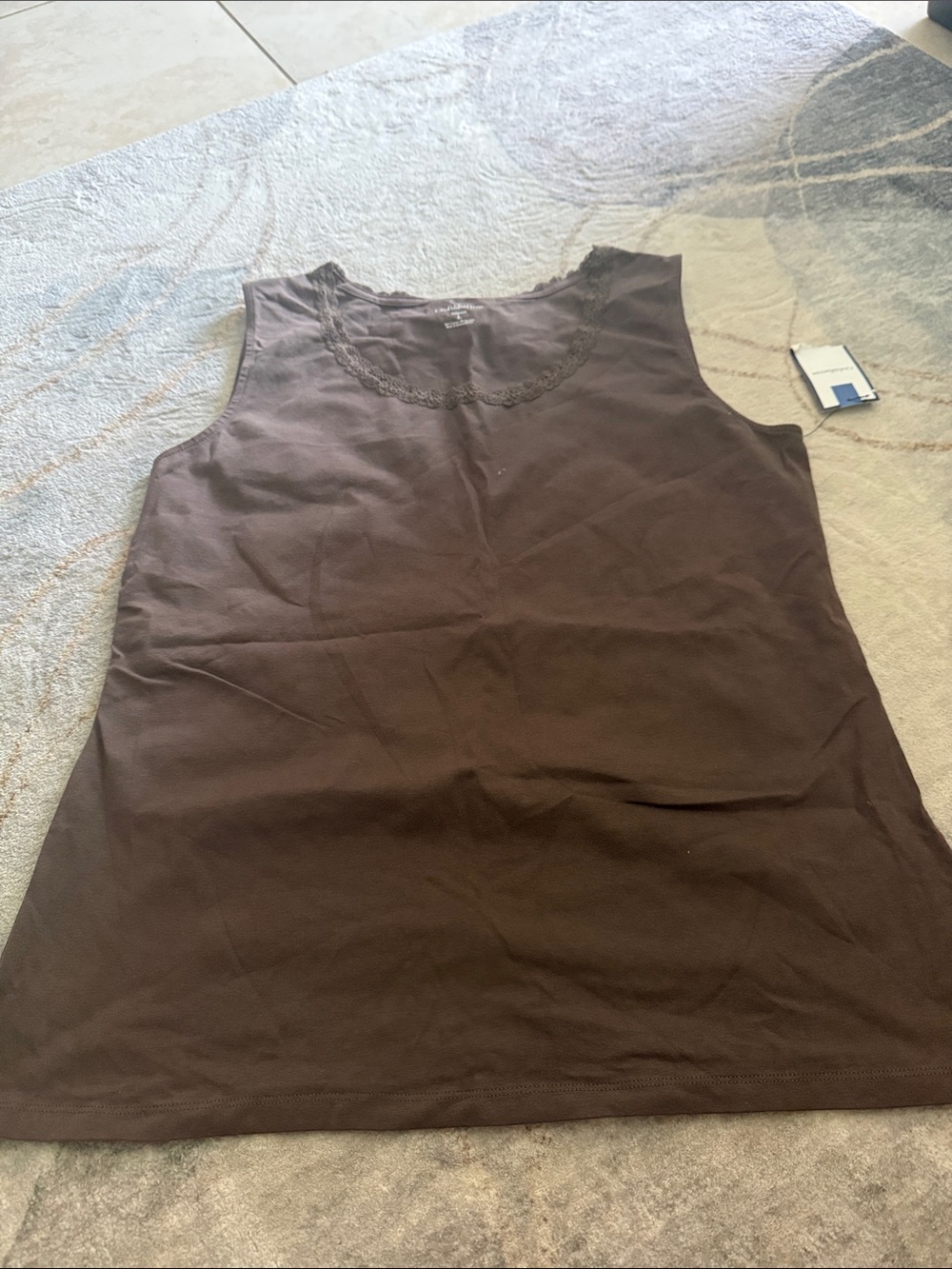 croft & barrow Brown Lace-Trim Tank Top